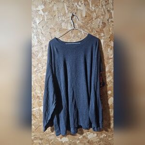 Carhartt Men’s Long-Sleeve Crewneck Shirt - Charcoal with Orange Sleeve Logo